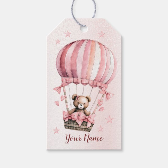 Étiquettes-cadeau Blonde en Teddy Bear Rose Cute Hot Air (Devant)