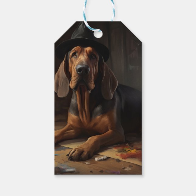 Étiquettes-cadeau Bloodhound Citrouilles Halloween effrayant (Devant)