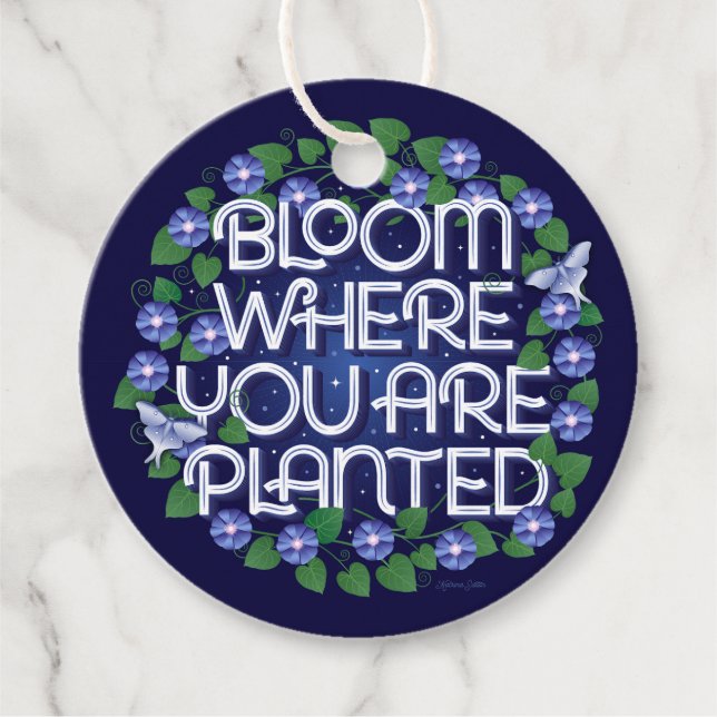 Étiquettes Cadeau Bloom Où Vous Êtes Plantée Onglet Cadeaux Arrondis (Devant)