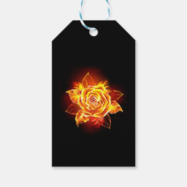 Étiquettes-cadeau Blooming Fire Rose (Devant)