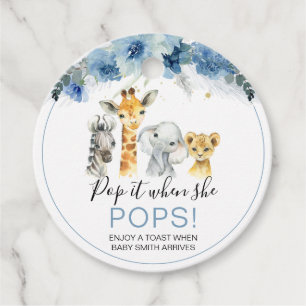 Étiquettes Cadeau Blue Boho Floral Safari Baby shower Pop It