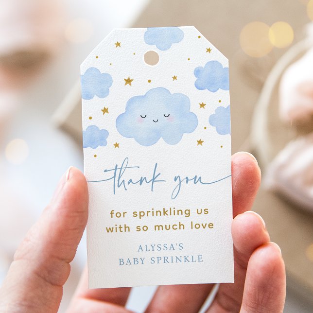 Étiquettes-cadeau Blue Boy Cloud Stars Baby Sprinkle (Créateur téléchargé)