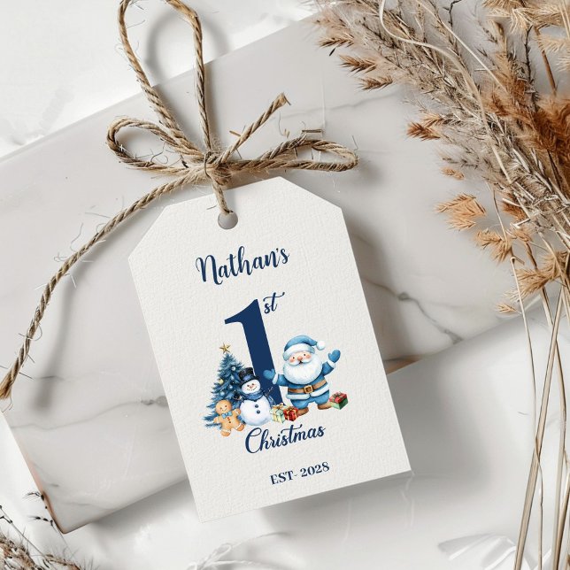 Étiquettes-cadeau Blue Boy Premier Noël (Créateur téléchargé)