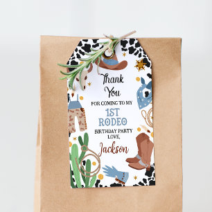 Étiquettes-cadeau Blue Brown Saddle Up Premier Rodéo 1er Anniversair