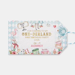 Étiquettes-cadeau Blue Diamond Gold Alice Un derland 1er anniversair