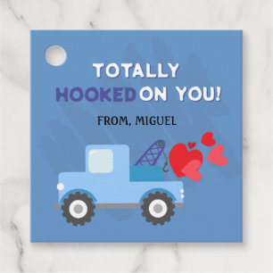 Étiquettes Cadeau Blue Dump Truck Hearts Valentines Tags cadeaux