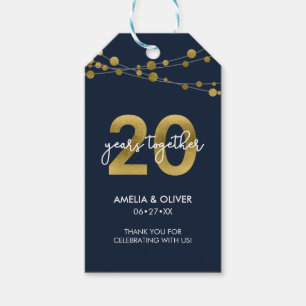 Étiquettes-cadeau Blue Elegant Lights 20e anniversaire de Mariage