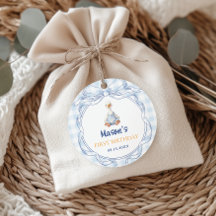 Blue Gingham Goose Boy First Birthday