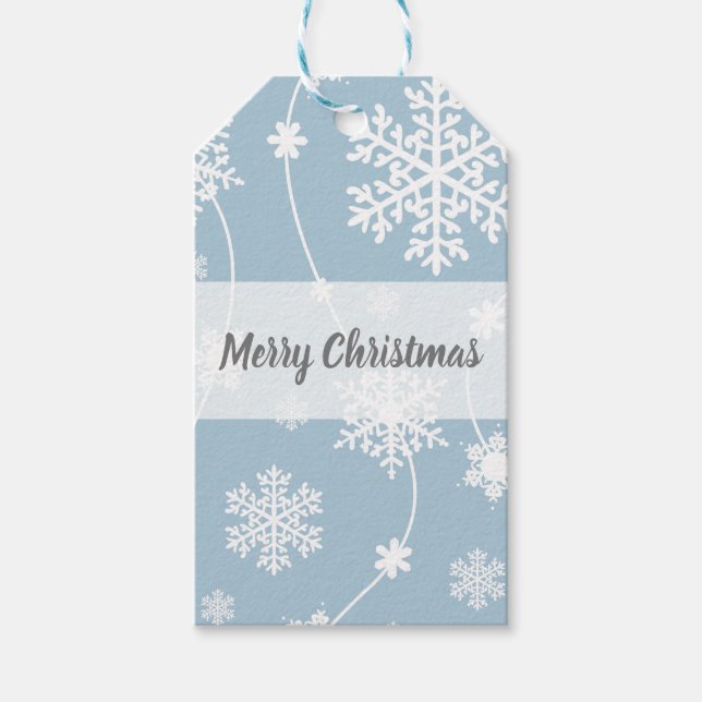 Étiquettes-cadeau Blue Grey Snowflakes Winter Wonderland (Devant)