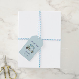 Étiquettes-cadeau Blue Hydrangea Floral Golf Cart Wedding Favor Tags