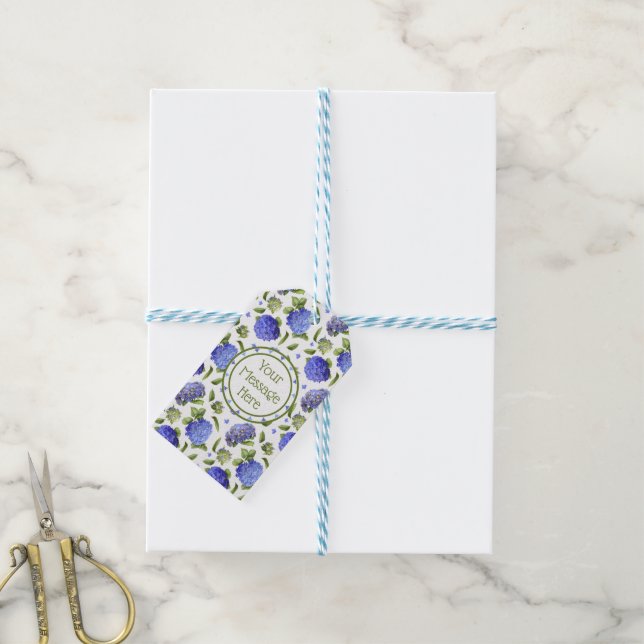 Étiquettes-cadeau Blue Hydrangeas (Avec de laficelle)