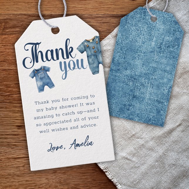 Étiquettes-cadeau Blue Jean Baby shower Boy Denim (Créateur téléchargé)