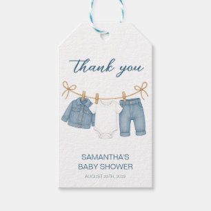 Étiquettes-cadeau Blue Jean Baby sur le chemin Baby shower