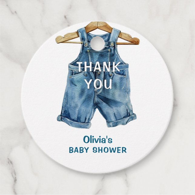 Étiquettes Cadeau Blue Jean Boy Baby shower occidental Merci (Devant)