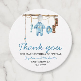 Étiquettes Cadeau Blue Little Fisherman Baby Shower