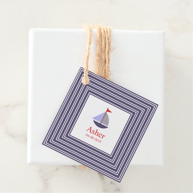 Étiquettes Cadeau Blue Marinez Inspitation Design for Childrens (En situation)