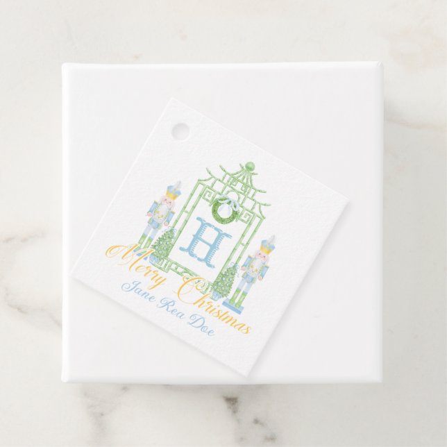 Étiquettes Cadeau Blue Nutcrackers Chinoiserie Christmas Gift Tags (En situation)