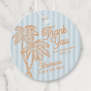 Étiquettes Cadeau Blue Palm Spring Pastel Beach Baby shower