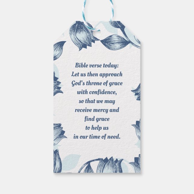 Étiquettes-cadeau Blue Pastel Elégance : Tulip Silhouette Florale Pa (Dos)