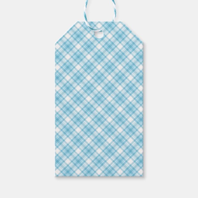 Étiquettes-cadeau Blue Plaid  (Devant)