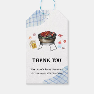 Étiquettes-cadeau Blue Plaid Retro Country Baby Q Baby shower