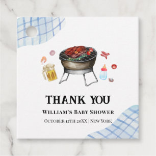 Étiquettes Cadeau Blue Plaid Retro Country Baby Q Baby shower