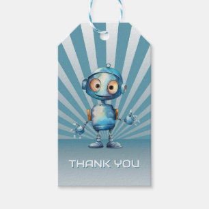 Étiquettes-cadeau Blue Robot thème Anniversaire Merci