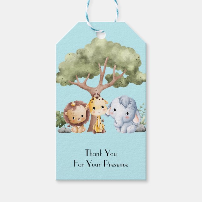 ÉTIQUETTES-CADEAU BLUE SAFARI BABY SHOWER (Devant)