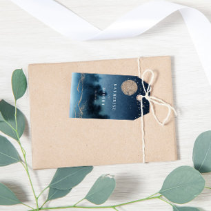 Étiquettes-cadeau Blue Sky Watercolor Paysage Mariage Monogramme