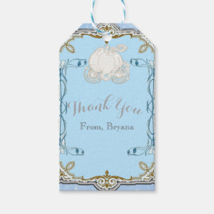 Étiquettes-cadeau Blue Sparkle Carriage Cinderella Party Favoriser