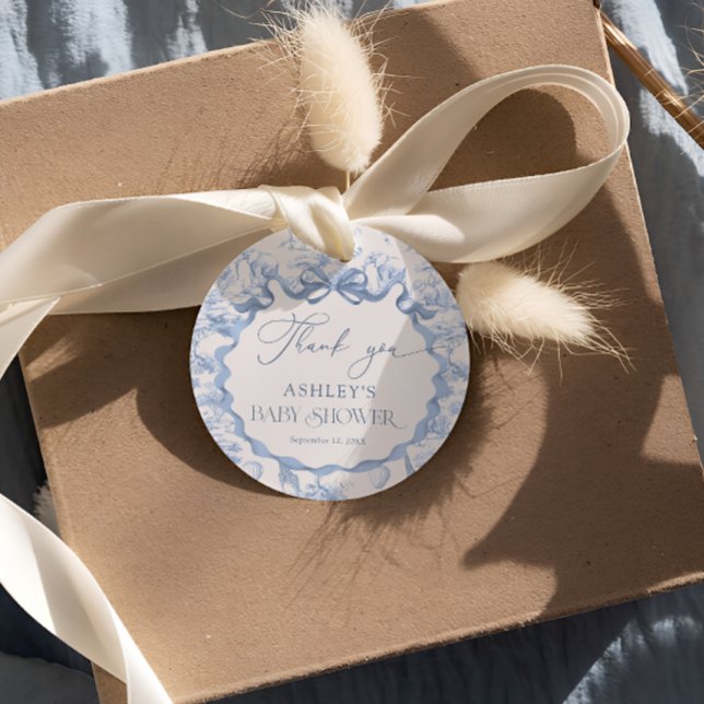 Étiquettes Cadeau Blue Toile Safari Baby shower animal Merci Favoris (Créateur téléchargé)