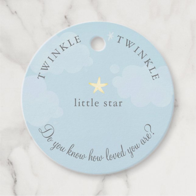 Étiquettes Cadeau Blue Twinkle Little Star Baby shower Anniversaire (Devant)