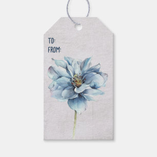 Étiquettes-cadeau Blue Watercolor Flower