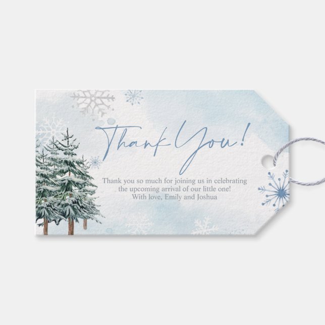 Étiquettes-cadeau Blue Winter Wonderland Cadeau et Favoriser (Devant (Horizontal))