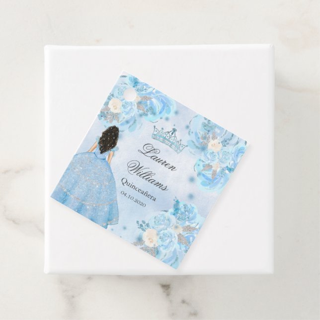 Étiquettes Cadeau Blue Winter Wonderland Quinceanera Party (En situation)