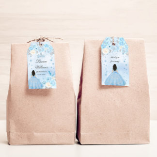 Étiquettes-cadeau Blue Winter Wonderland Quinceanera Party
