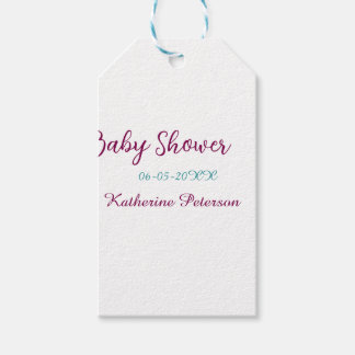 Étiquettes-cadeau Blue yellow baby shower name date animal ear cute 