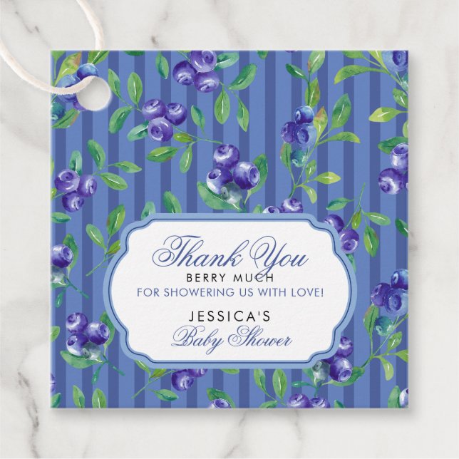 Étiquettes Cadeau Blueberries Berry Baby shower doux (Devant)