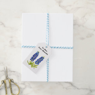 Étiquettes-cadeau Bluebonnets Fleurs Bleu Floral Aquarelle Élégante