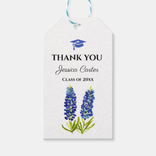 Étiquettes-cadeau Bluebonnets Floral Graduation Merci