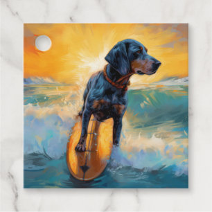 Étiquettes Cadeau Bluetick Coonhound Beach Plage Plage de surf Peint