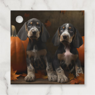 Étiquettes Cadeau Bluetick Coonhound Chiot Automne Citrouille de pla