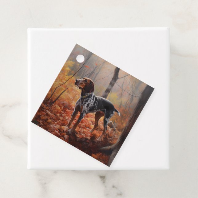 Étiquettes Cadeau Bluetick Coonhound en automne Leaves automne Inspi (En situation)