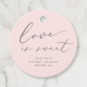 Étiquettes Cadeau Blush and Grey Love is Sweet Fête des mariées Favo