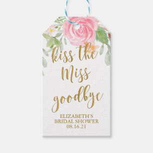 Étiquettes-cadeau Blush Floral Kiss the Miss Goodbye Fête des mariée