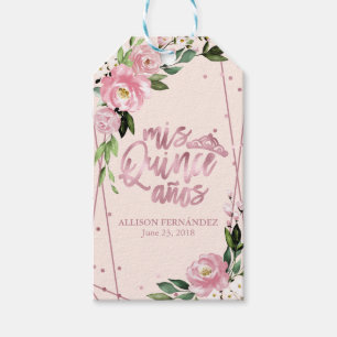 Étiquettes-cadeau Blush Floral Quinceañera