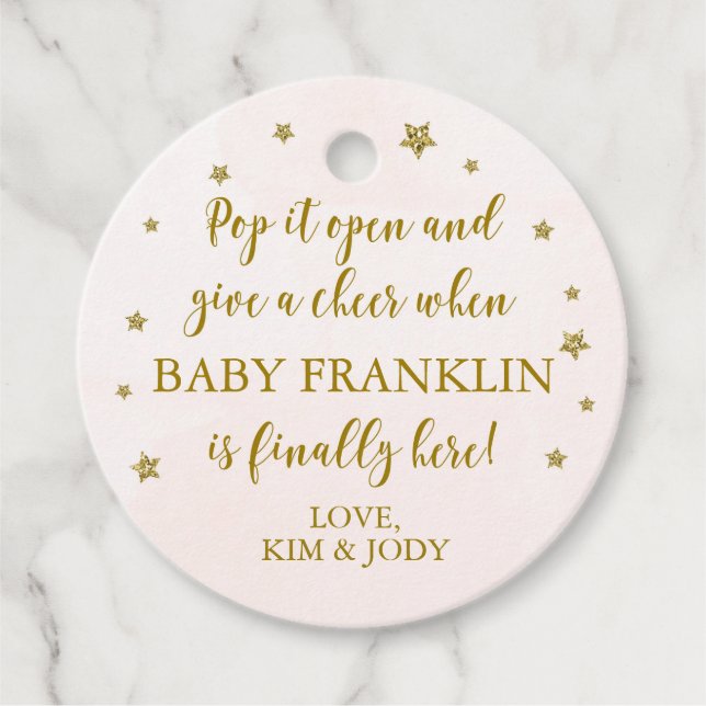 Étiquettes Cadeau Blush & Gold Pop It Open Mini Champagne (Devant)