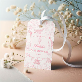 Étiquettes-cadeau Blush Jungle Safari Animals Thank You Favor
