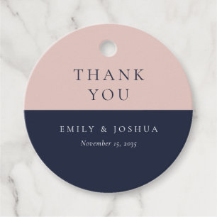 Étiquettes Cadeau Blush Navy Mariage moderne