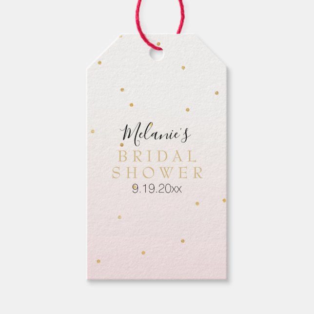Étiquettes-cadeau Blush Pink Gold Confetti Sparkle Ombre (Devant)